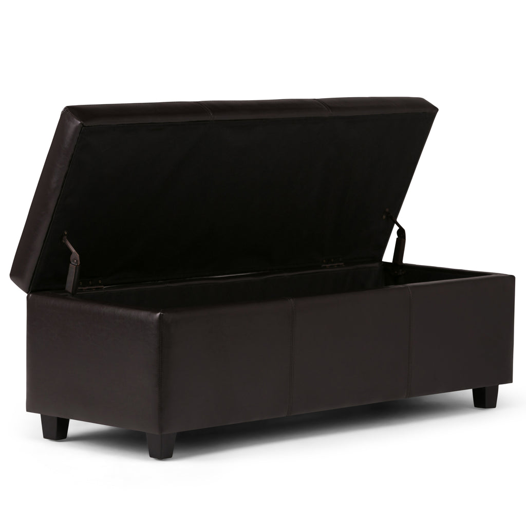 Avalon 48 Inch Wide Storage Ottoman Bench in Tanners