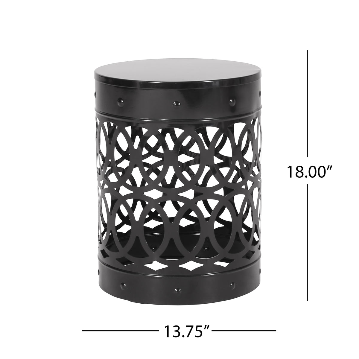 Modern Outdoor Metal End Table with Iron Cut Design