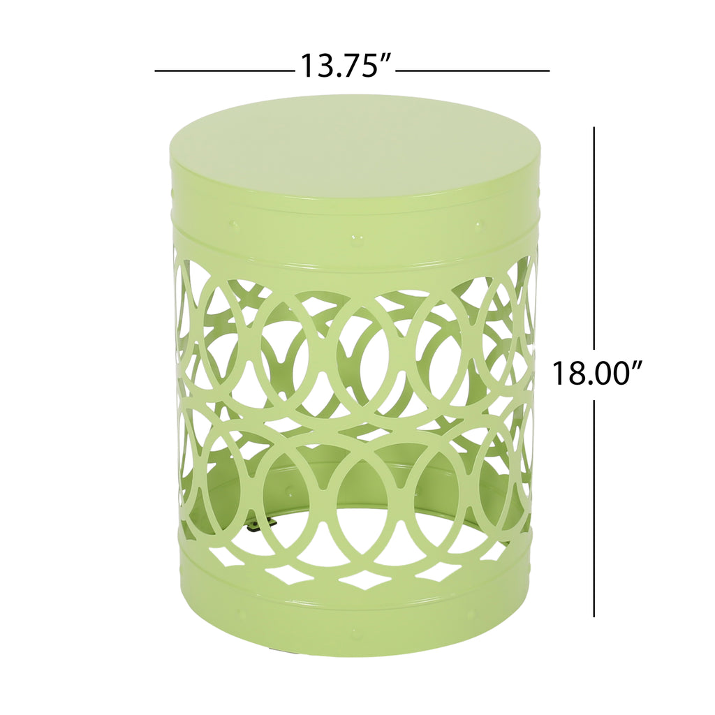 Modern Outdoor Metal End Table with Iron Cut Design