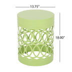 Modern Outdoor Metal End Table with Iron Cut Design