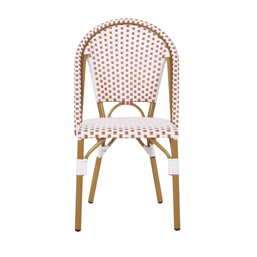 Outdoor PE Rattan and Aluminum French Bistro Chairs, Set of 2