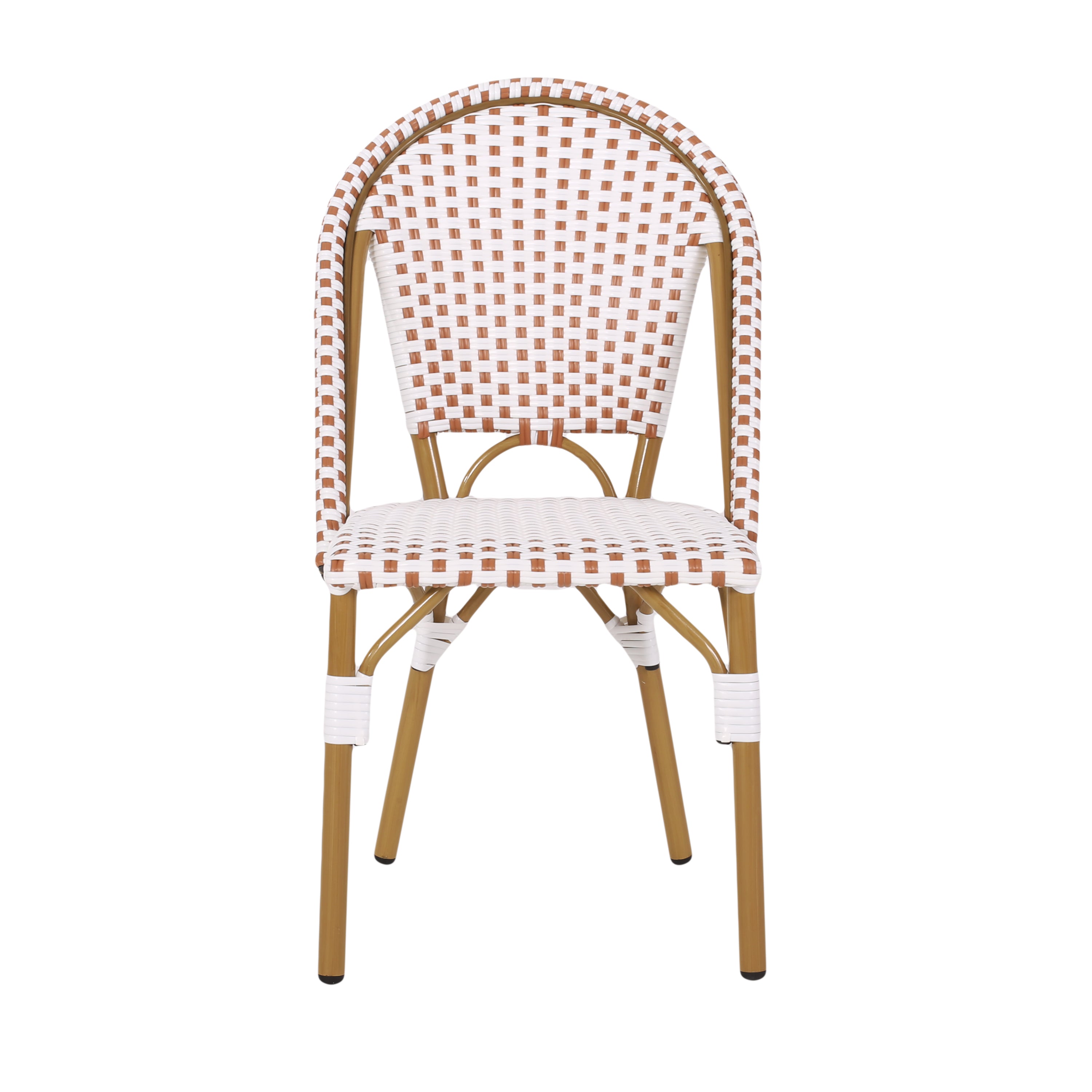 Outdoor PE Rattan and Aluminum French Bistro Chairs, Set of 2