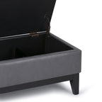 Oregon 42 Inch Wide Storage Ottoman Bench with Tray in Stone
