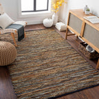 Hand Woven Leather Rag Rug - Clearance