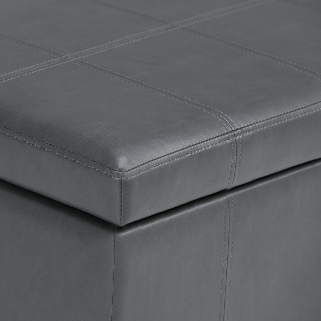 Amelia 33 Inch Wide Storage Ottoman Bench in Stone