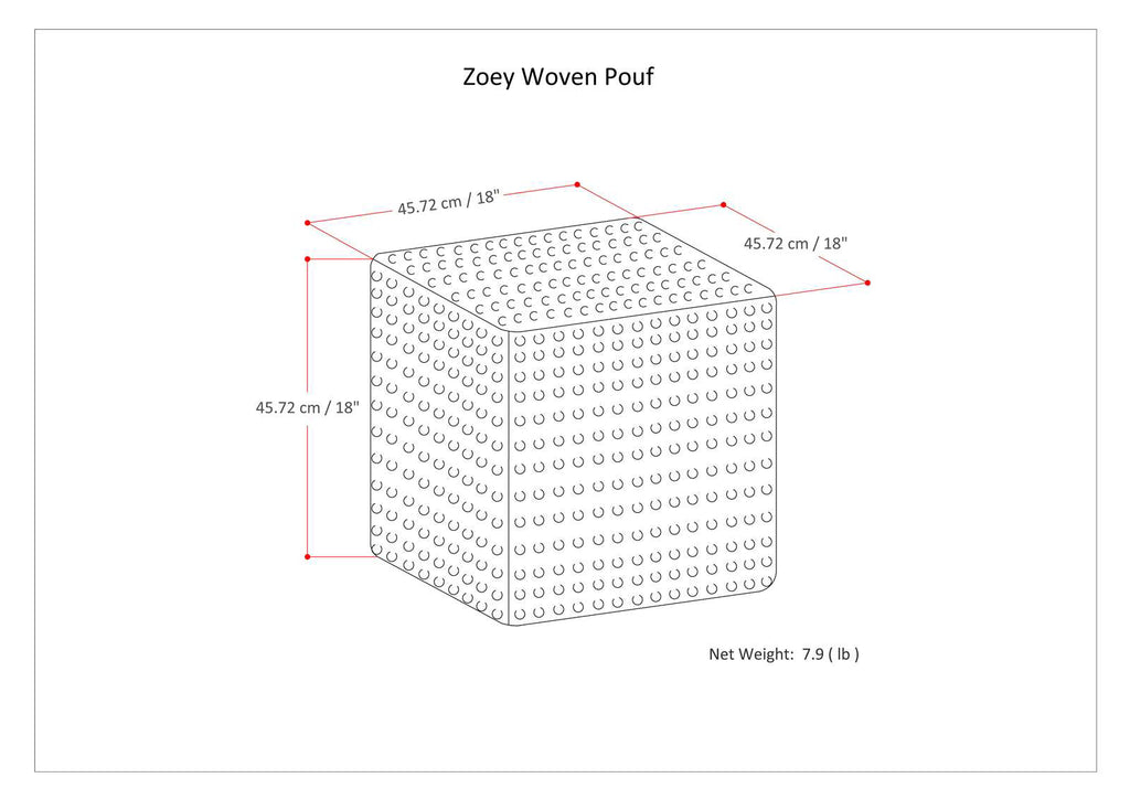 Zoey 18 Inch Wide Cube Pouf in Multi-Color Wool and Cotton
