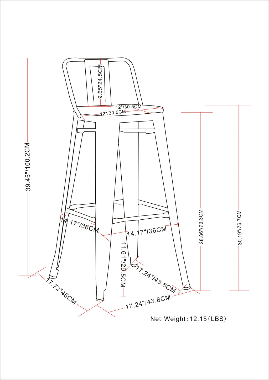 Rayne - 30" Metal Bar Stool (Set of 2) - Distressed