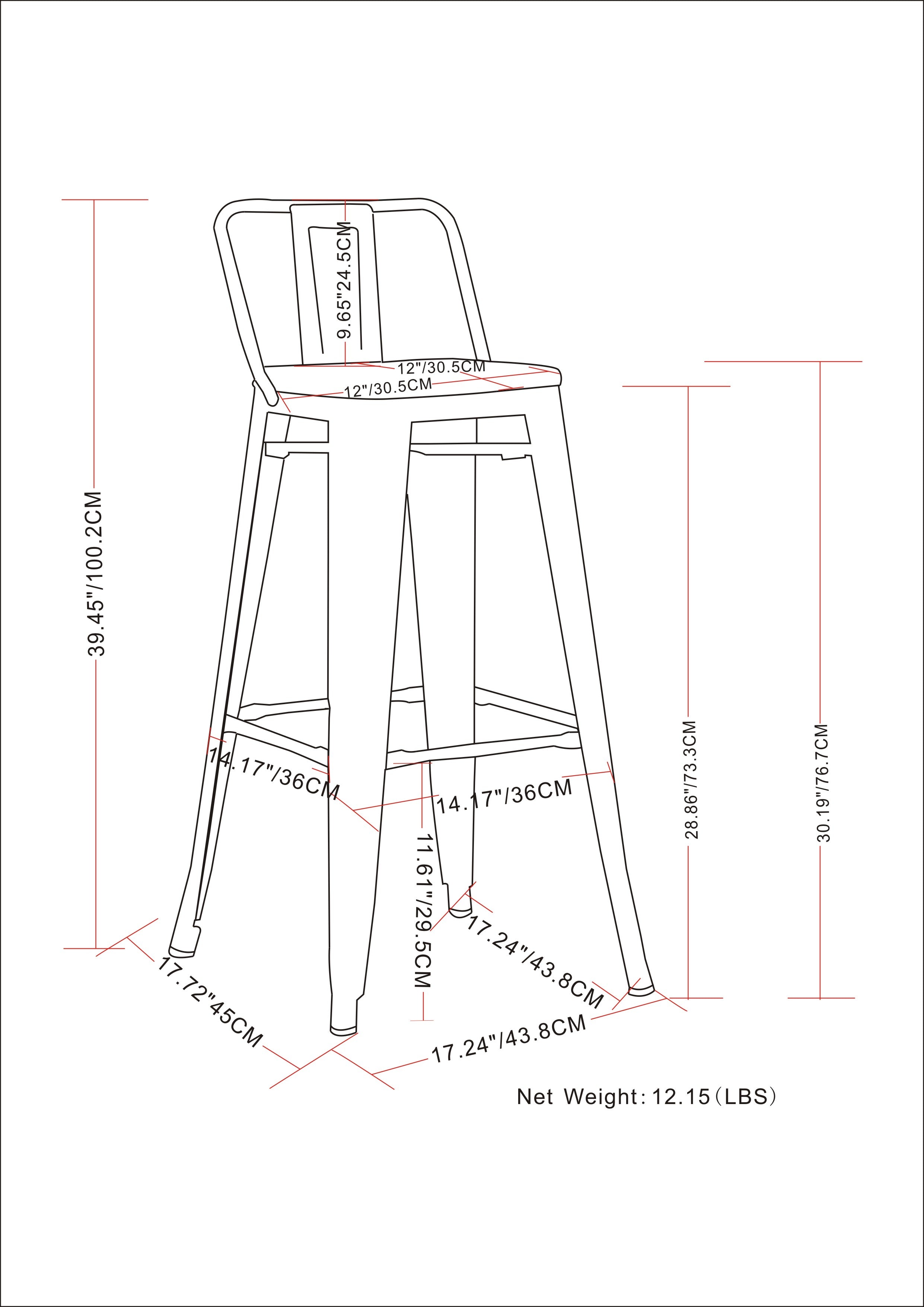 Rayne - 30" Metal Bar Stool (Set of 2) - Distressed