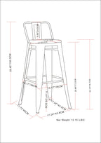 Rayne 30" Metal Bar Stool (Set of 2) - Gun Metal