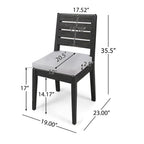 Outdoor Acacia Wood Armless Dining Chair with Cushions (Set of 2)