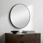 Round Mirror with Black Aluminum Frame