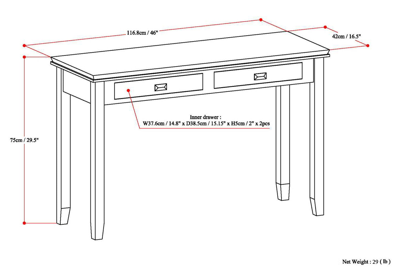 Artisan 46 Inch Wide Solid Wood Console Sofa Table