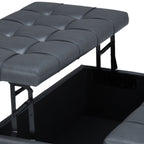 Harrison 36 Inch Wide Coffee Table Storage Ottoman in Stone