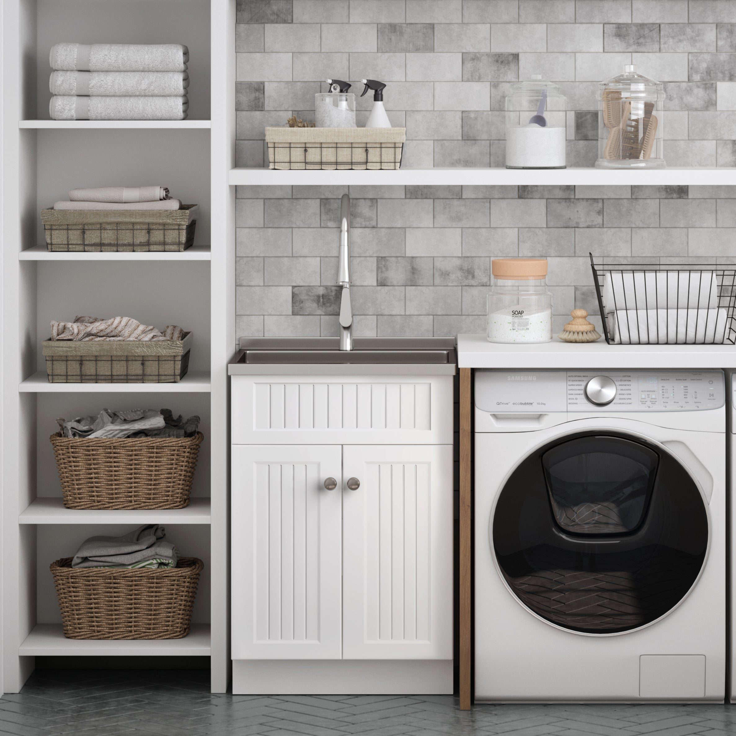 Beckham 24" Laundry Cabinet with Faucet and Stainless Steel Sink