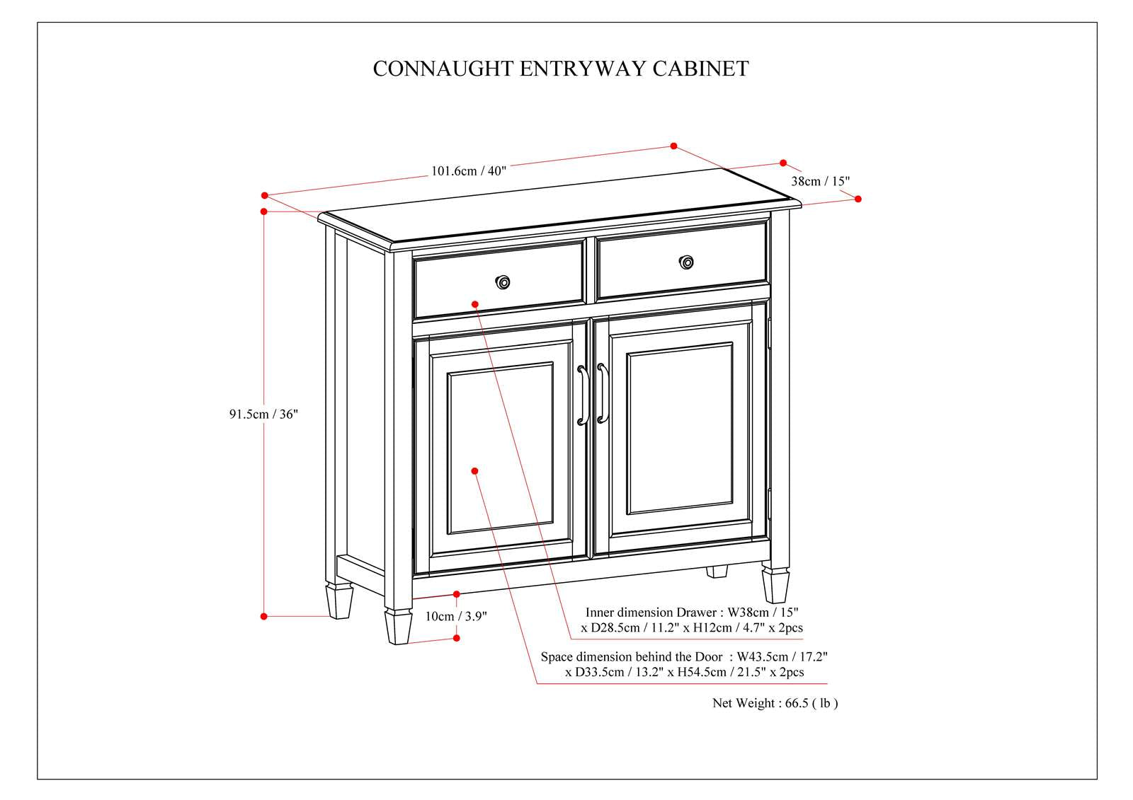 Connaught Solid Wood Entryway Storage Cabinet in Fog