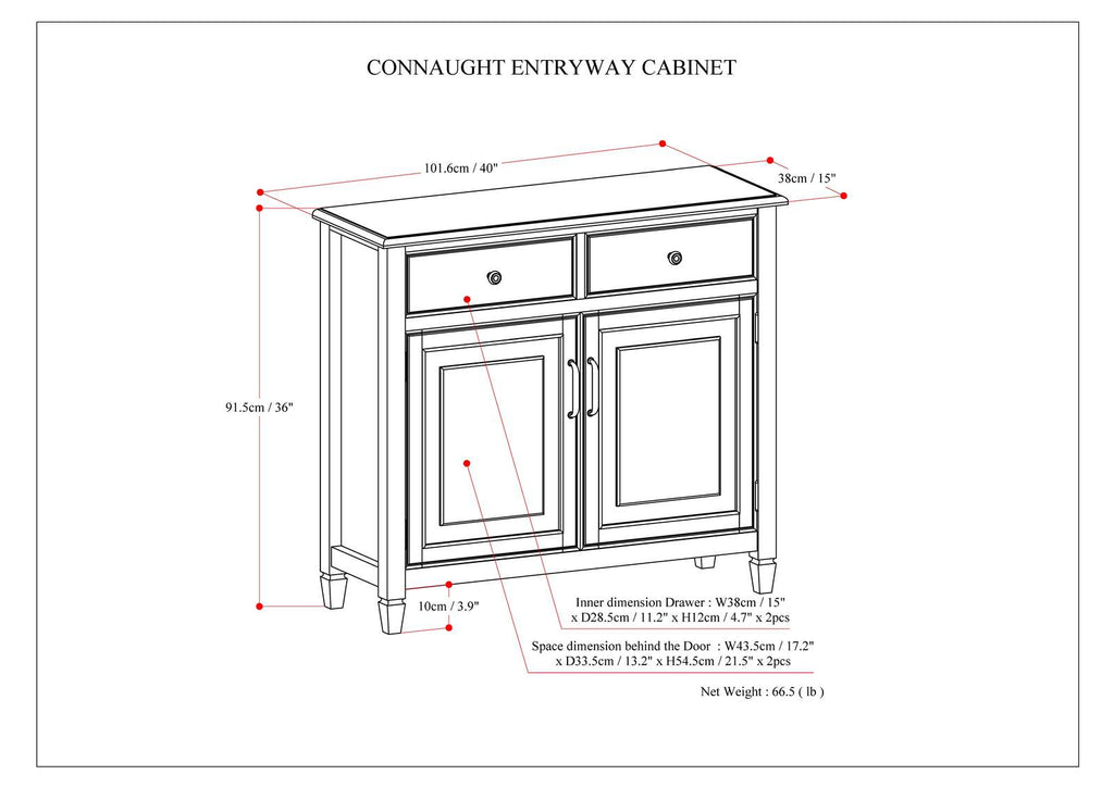 Connaught Solid Wood Entryway Storage Cabinet in Dark Chestnut