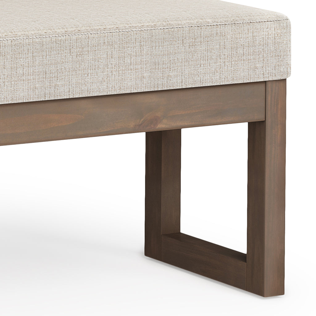 Milltown 44 Inch Wide Solid Wood Large Ottoman Bench in Platinum