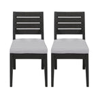 Outdoor Acacia Wood Armless Dining Chair with Cushions (Set of 2)