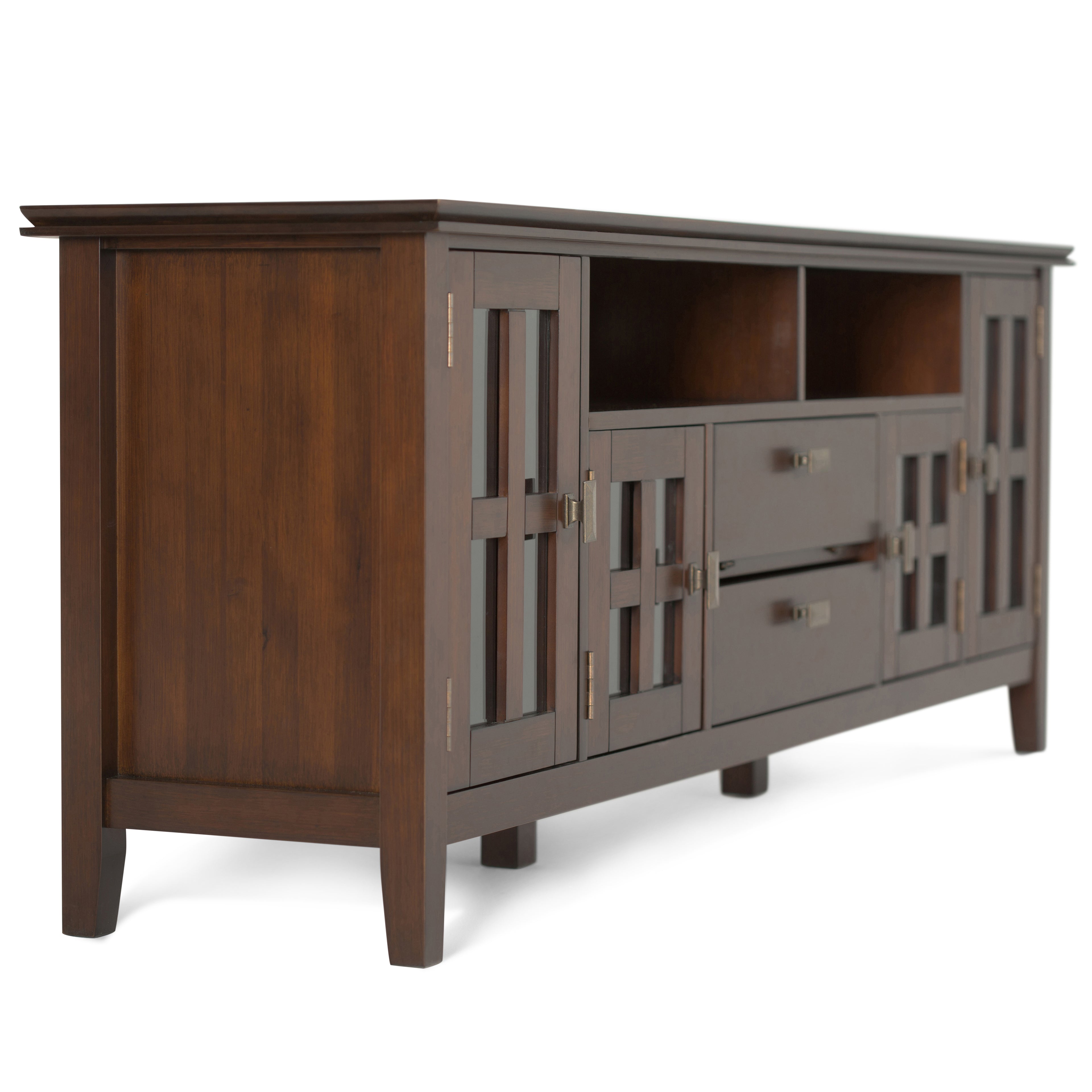 Artisan 72 Inch Wide Solid Wood TV Stand in Russet