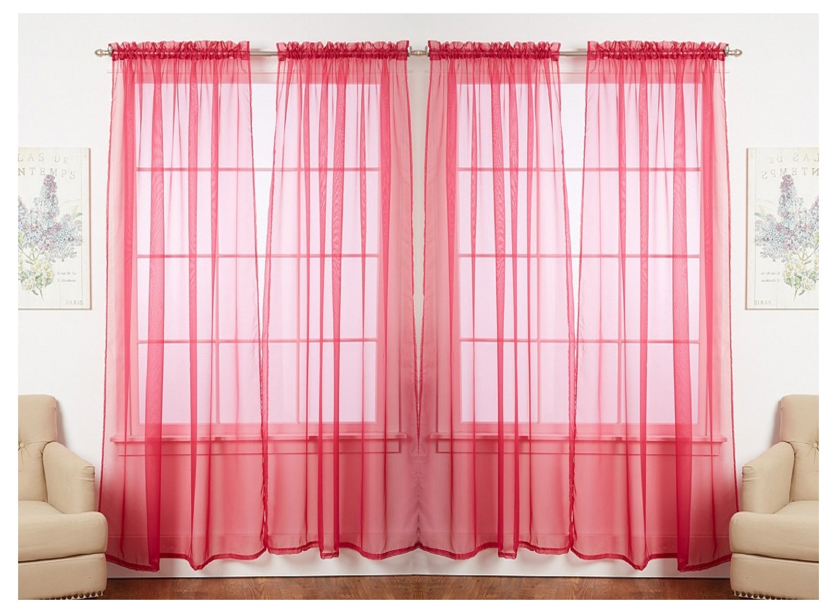 J&V TEXTILES 4-Pack Value: Solid Sheer Window Curtain Panels