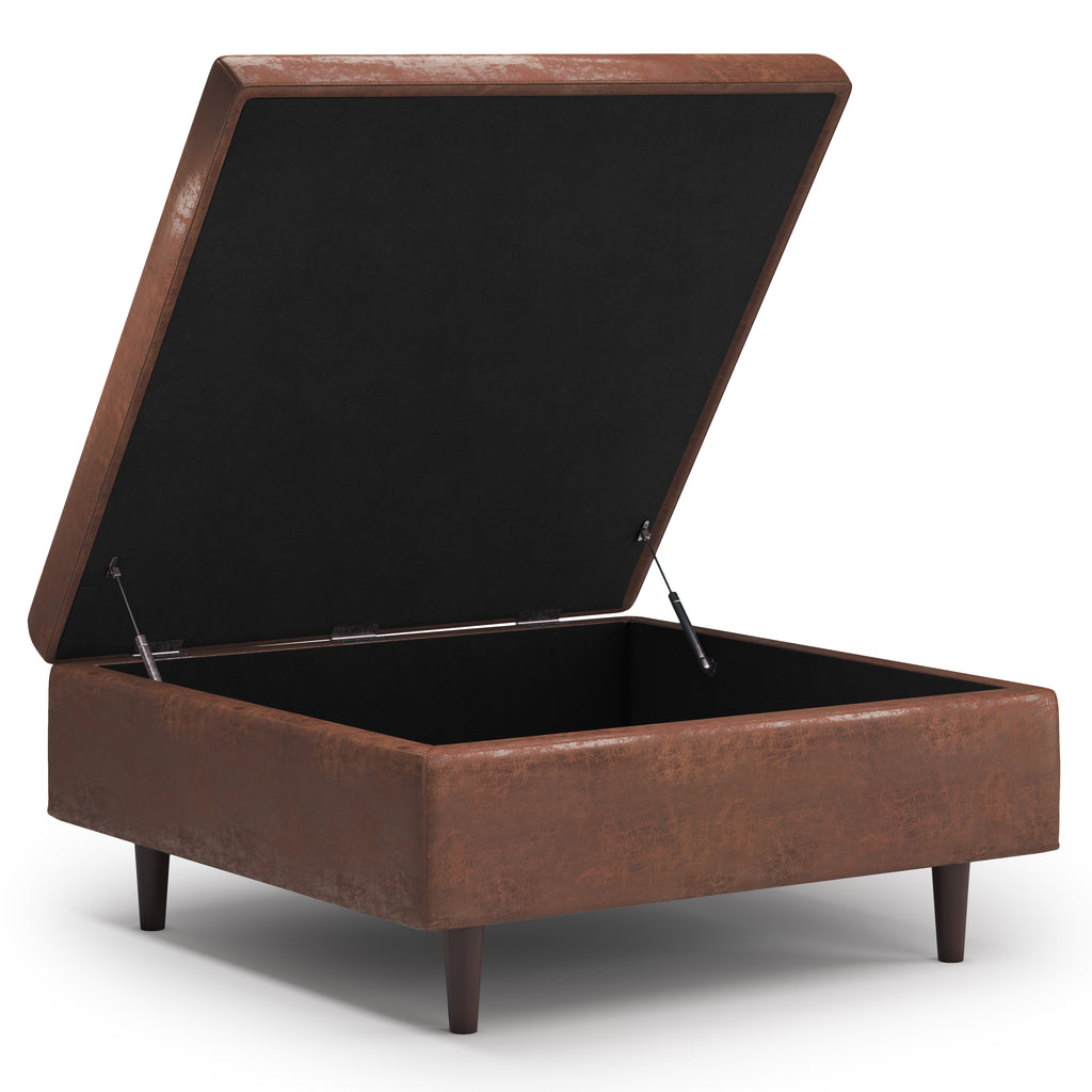 Shay Mid-Century Large Square Coffee Table Storage Ottoman