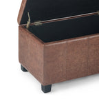 Dover 36 Inch Wide Storage Ottoman Bench in Distressed Umber