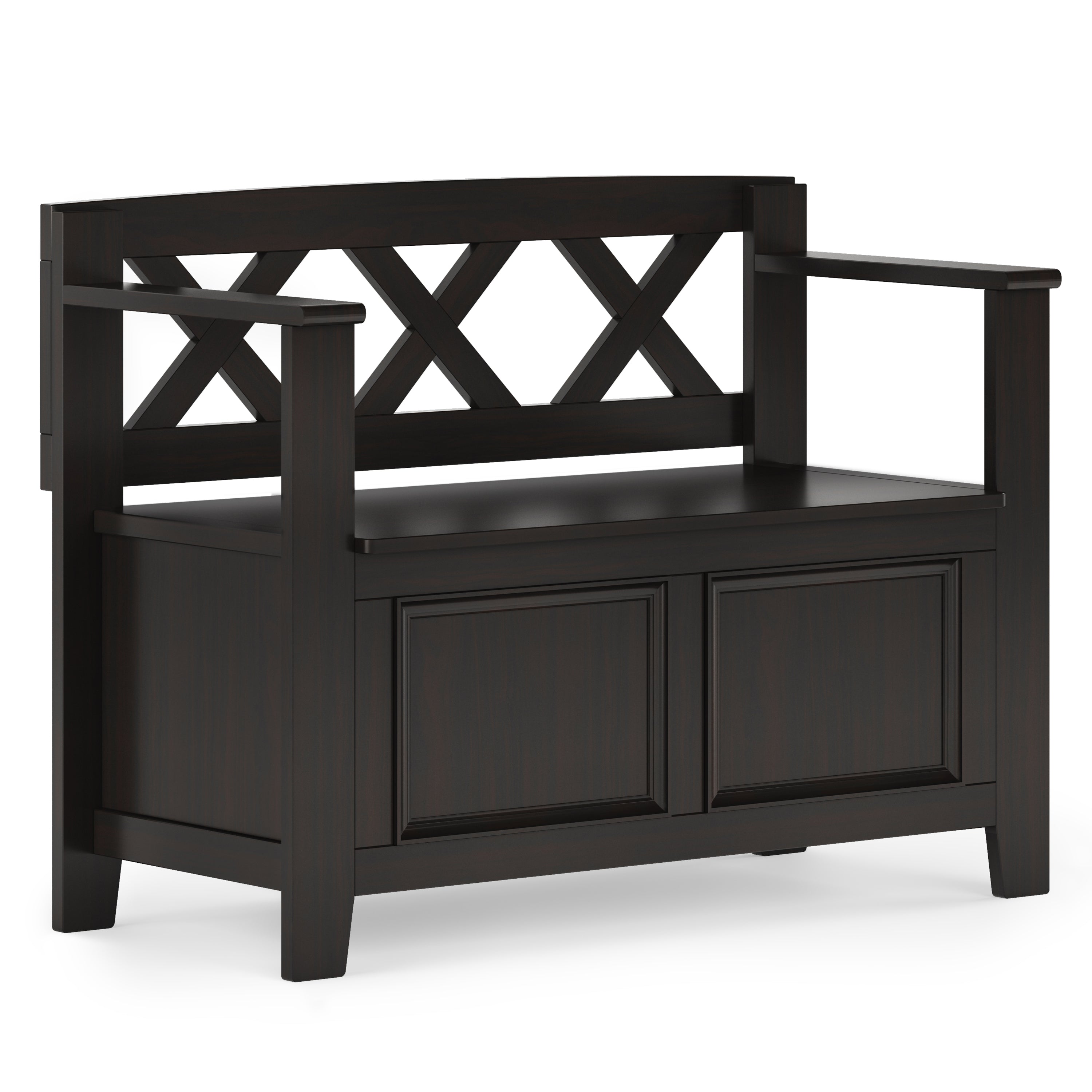 Amherst Solid Wood 36" Wide Transitional Entryway Storage Bench