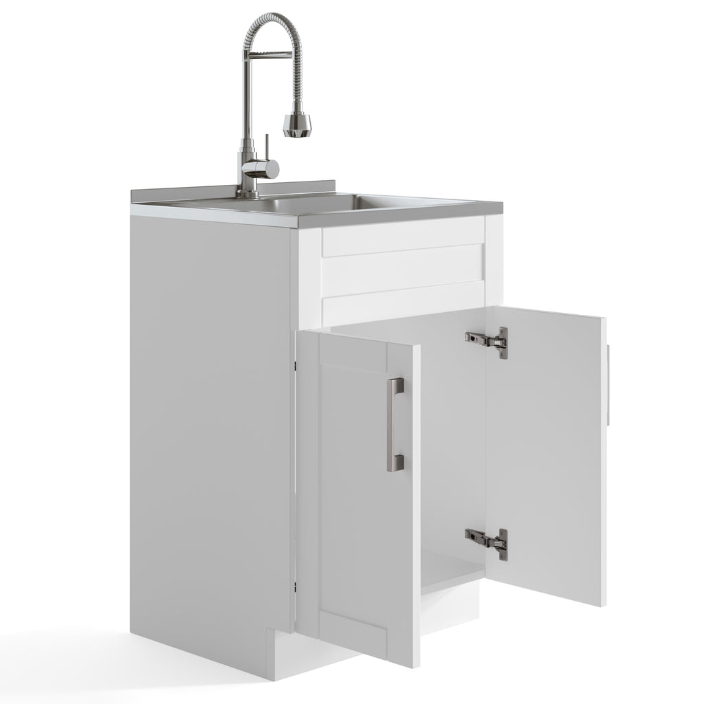 Hennessy Deluxe 24" Laundry Cabinet with Faucet and Stainless Steel Sink