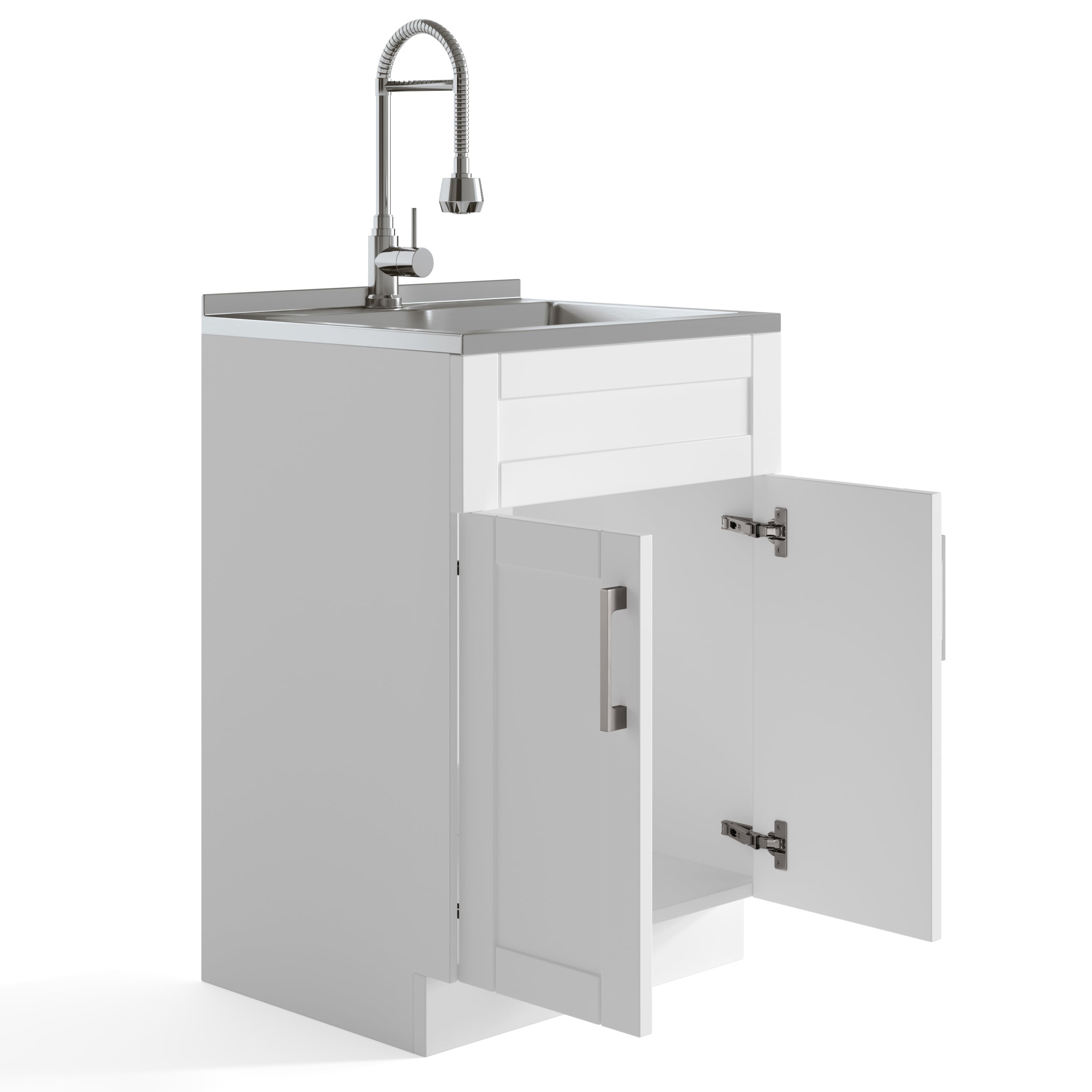 Hennessy Deluxe 24" Laundry Cabinet with Faucet and Stainless Steel Sink