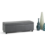 Avalon 48 Inch Wide Storage Ottoman Bench in Stone