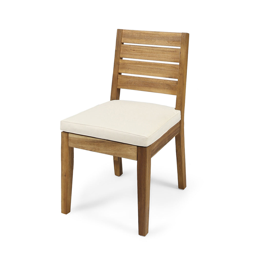 Outdoor Armless Dining Chair with Cushions (Set of 2)