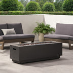 48" Outdoor 50,000 BTU Rectangular Iron Propane Fire Pit, Dark