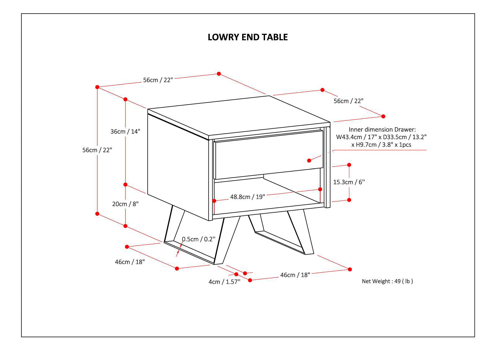 Lowry - End Table - Rustic