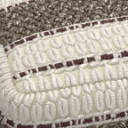 Grady 18 Inch Wide Square Pouf in Brown/Natural Handloom Wool and Cotton