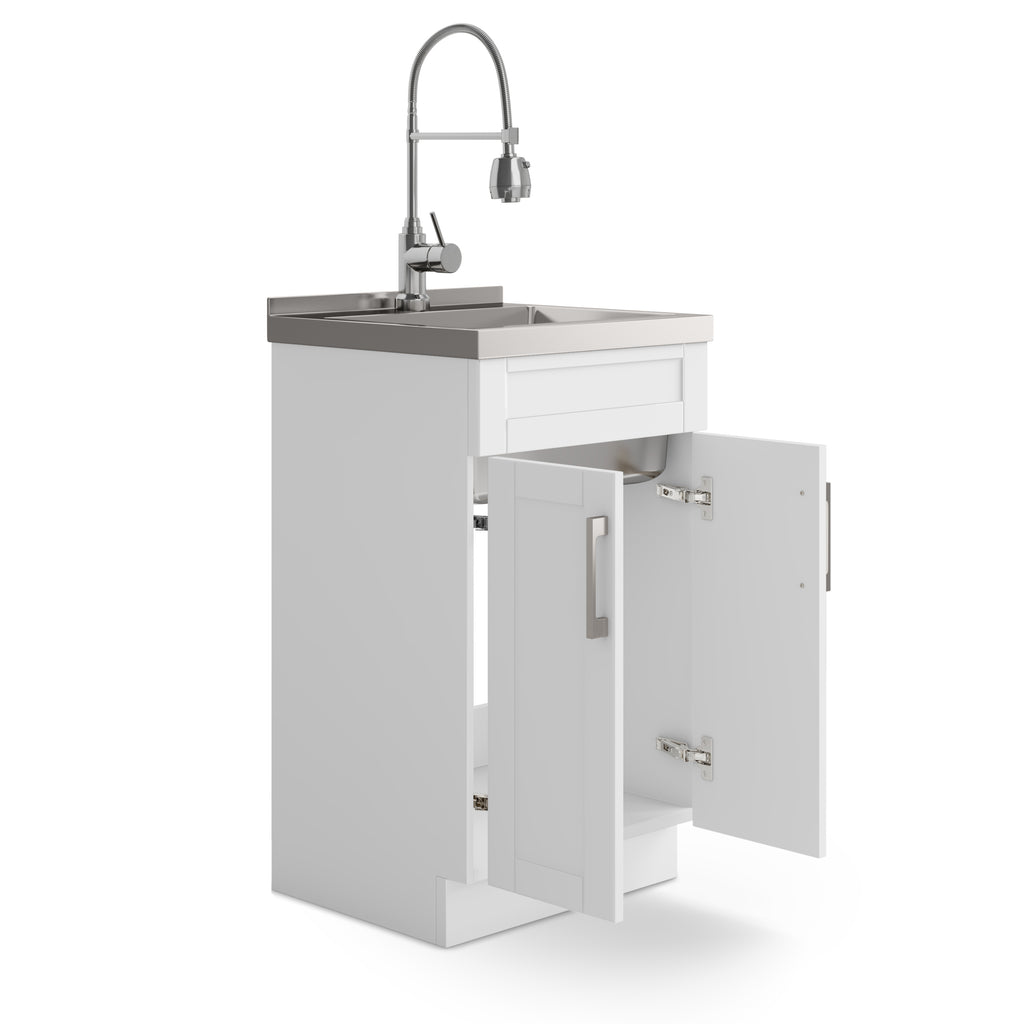 Hennessy Deluxe 20" Laundry Cabinet with Faucet and Stainless Steel Sink