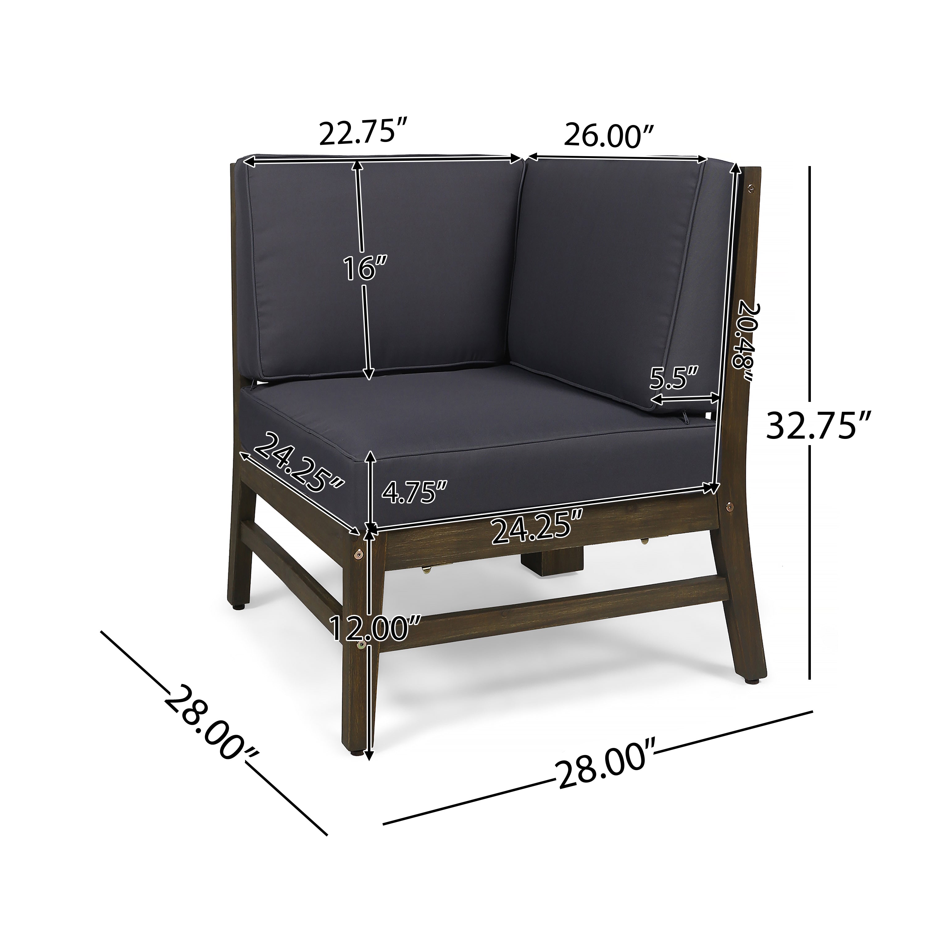 Perla Corner Chair, Dark