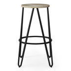 Simeon - 26" Metal Counter Height Stool with Wood Seat (Set of 2)