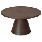 Winnie 30 Inch Wide Modern Solid Acacia Round Pedestal Coffee Table