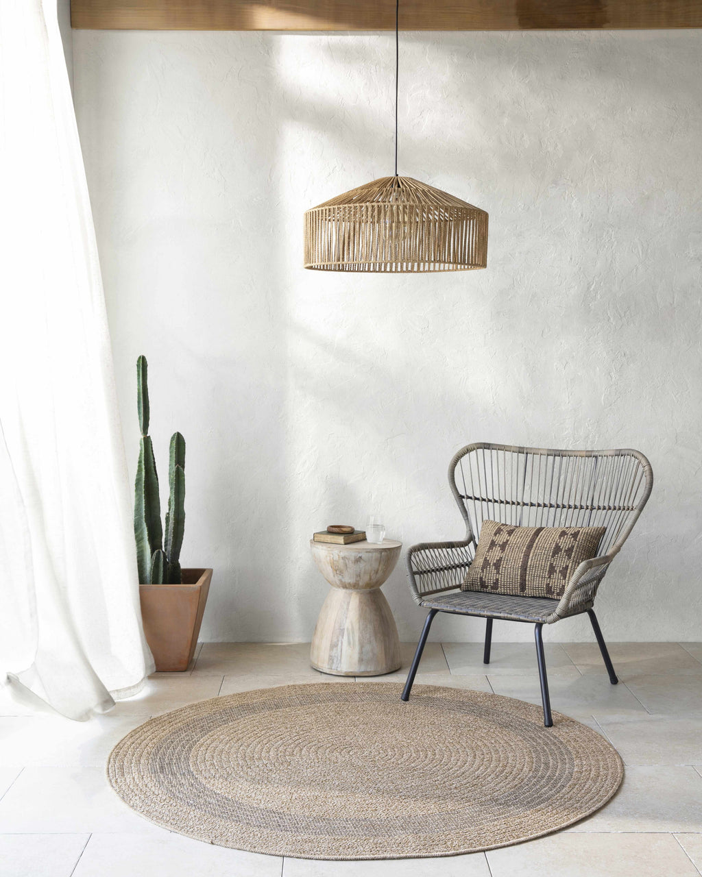 Andie Bordered Faux Jute Outdoor Rug - Clearance