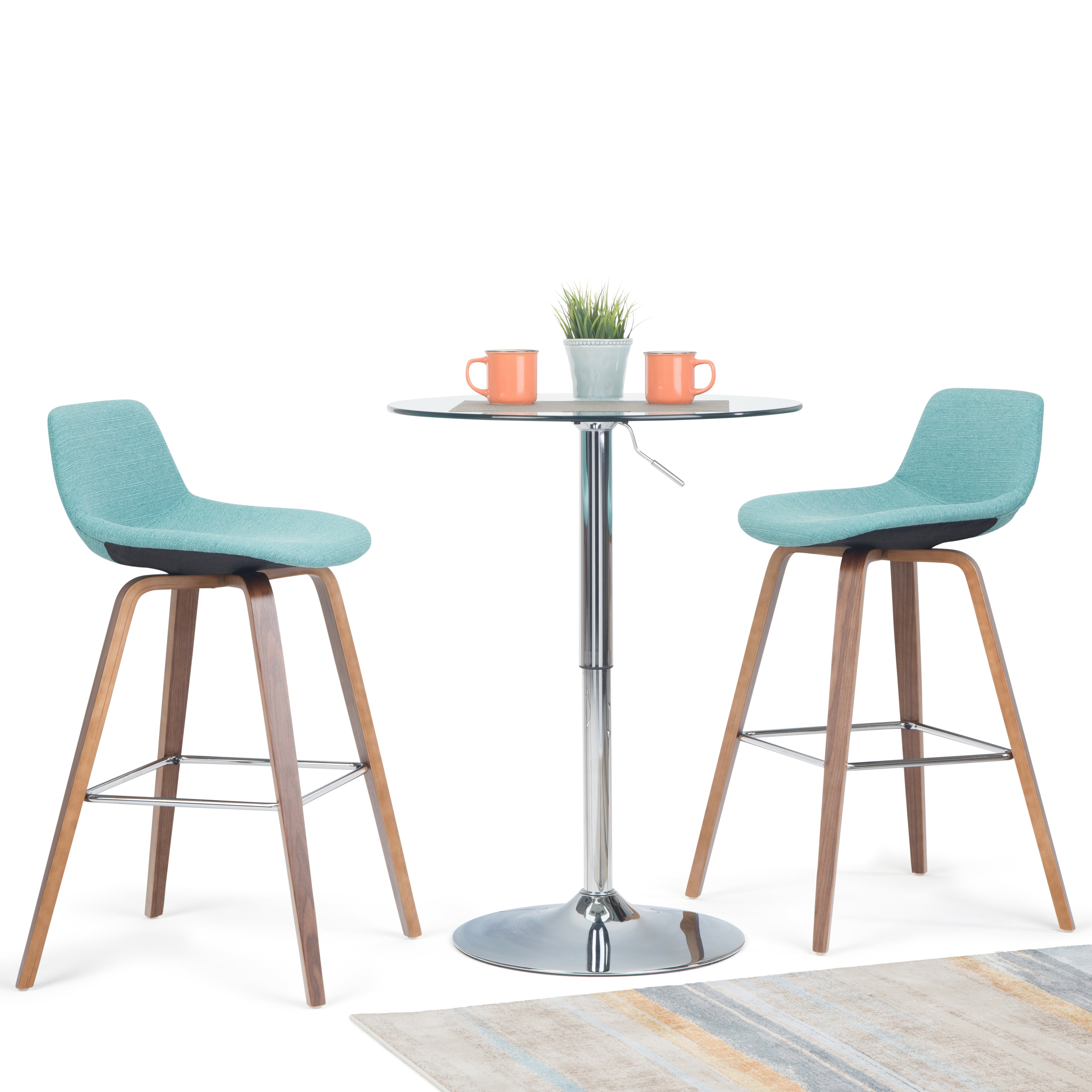 Randolph 28 Inch Seat Height Bentwood Counter/Bar Height Stool in Aqua