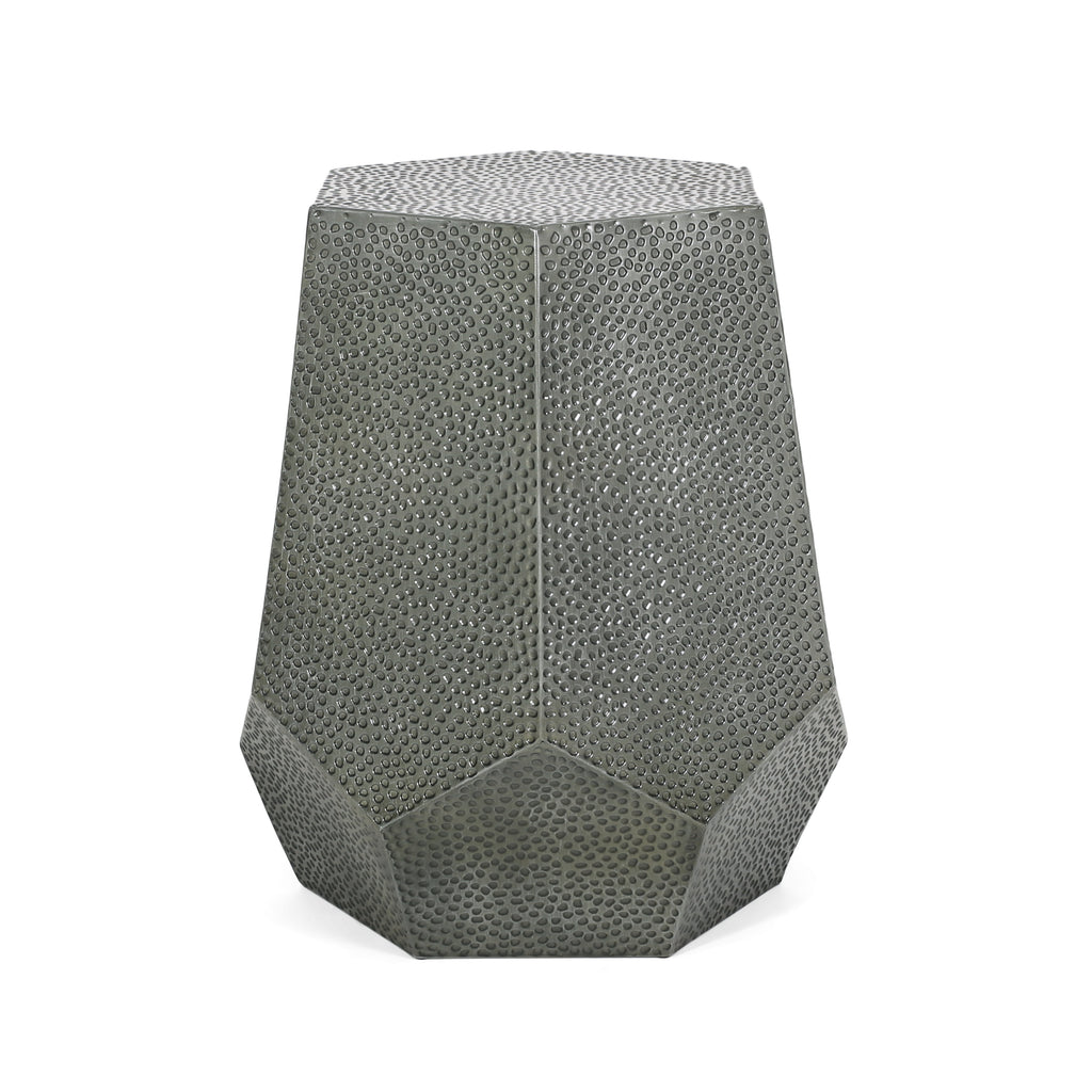 Metal Hammered End Table