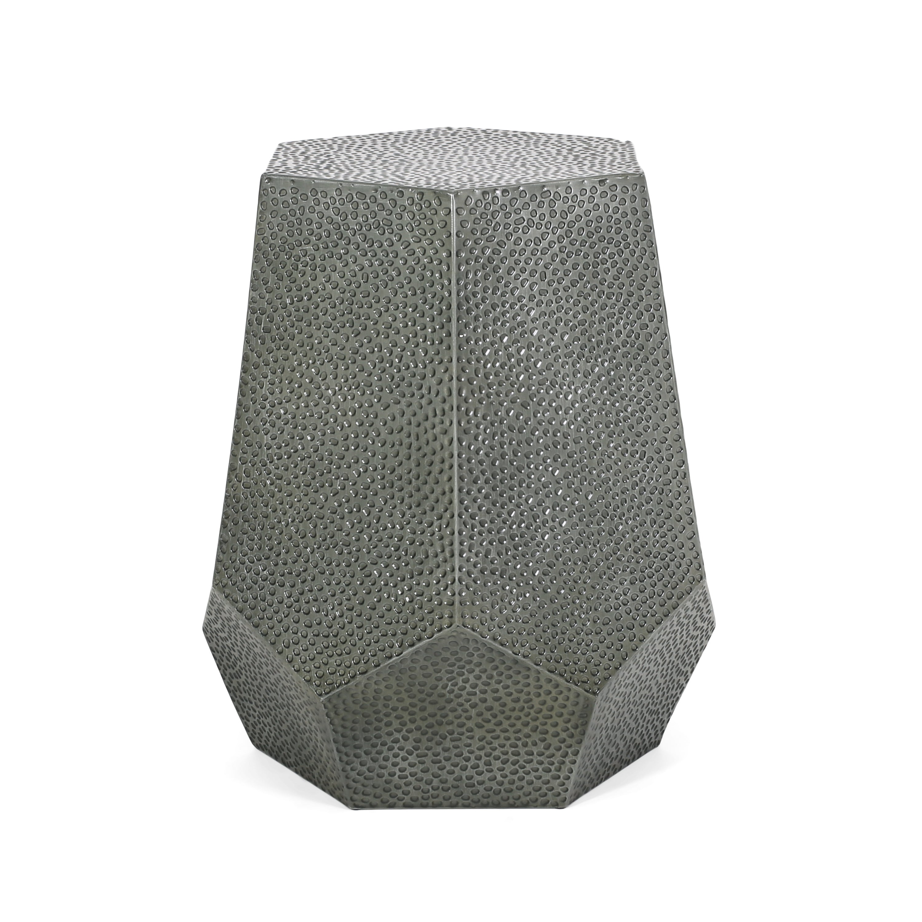 Metal Hammered End Table
