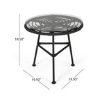 Orlando Outdoor Glass Top Faux Rattan Side Table
