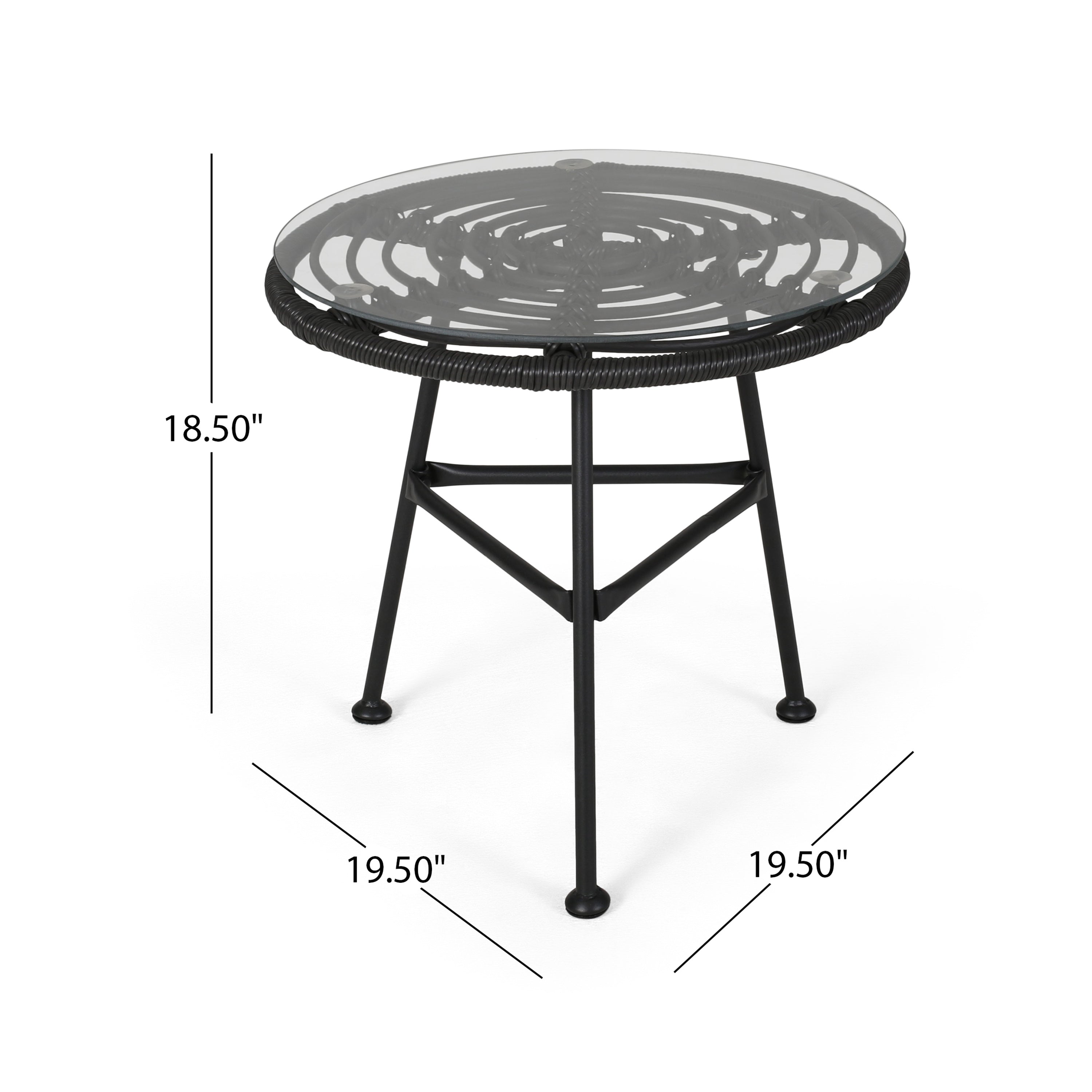 Orlando Outdoor Glass Top Faux Rattan Side Table