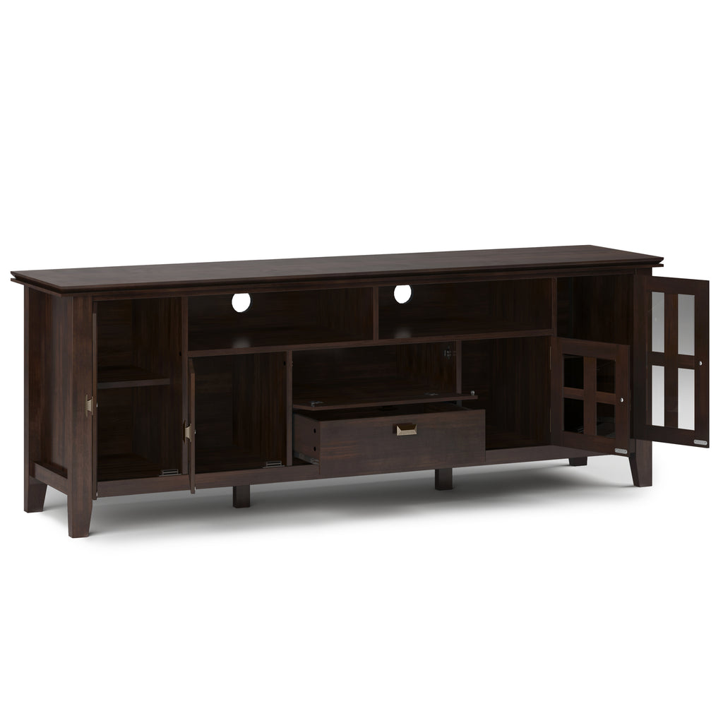 Artisan 72 Inch Wide Solid Wood TV Stand in Tobacco