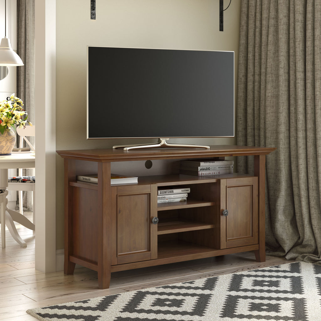 Amherst 54 Inch Wide Solid Wood TV Stand in Medium Saddle