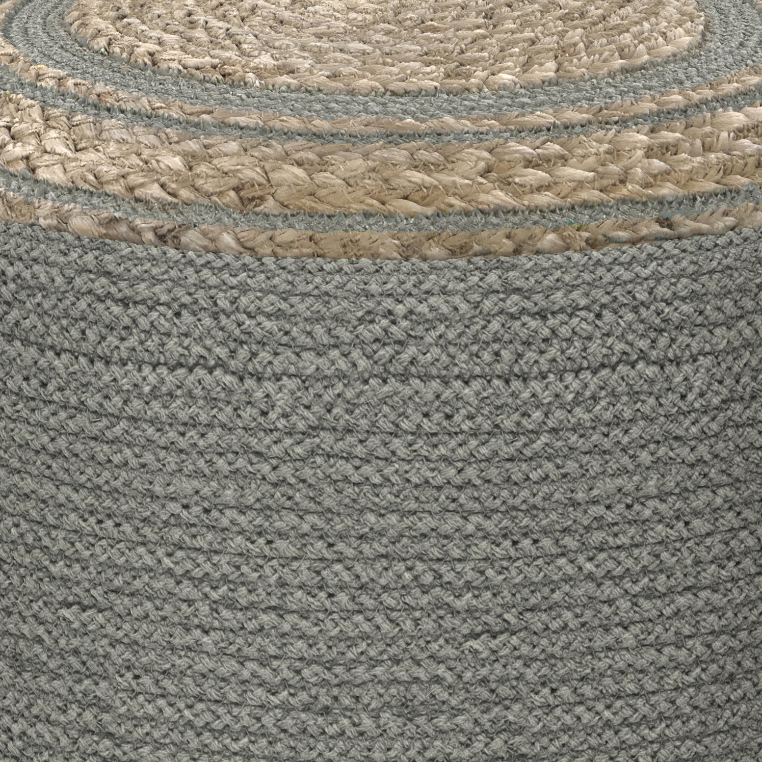 Serena - Round Braided Pouf - Dove