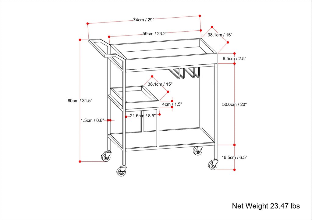 Barnes - 29" Bar Cart