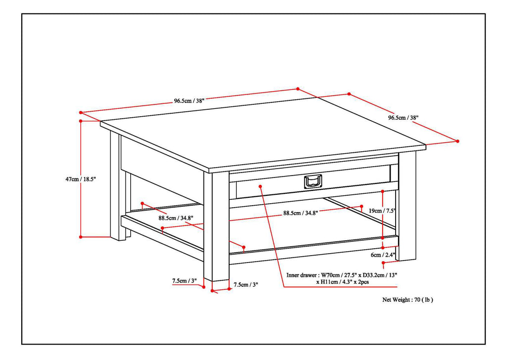 Monroe Square Coffee Table - Farmhouse