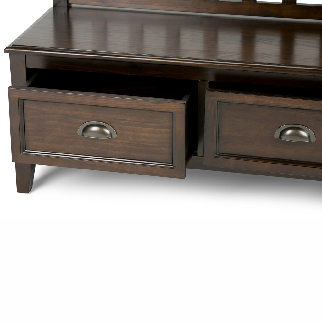 Burlington 42 Inch Wide Solid Wood Entryway Storage Bench with Drawers